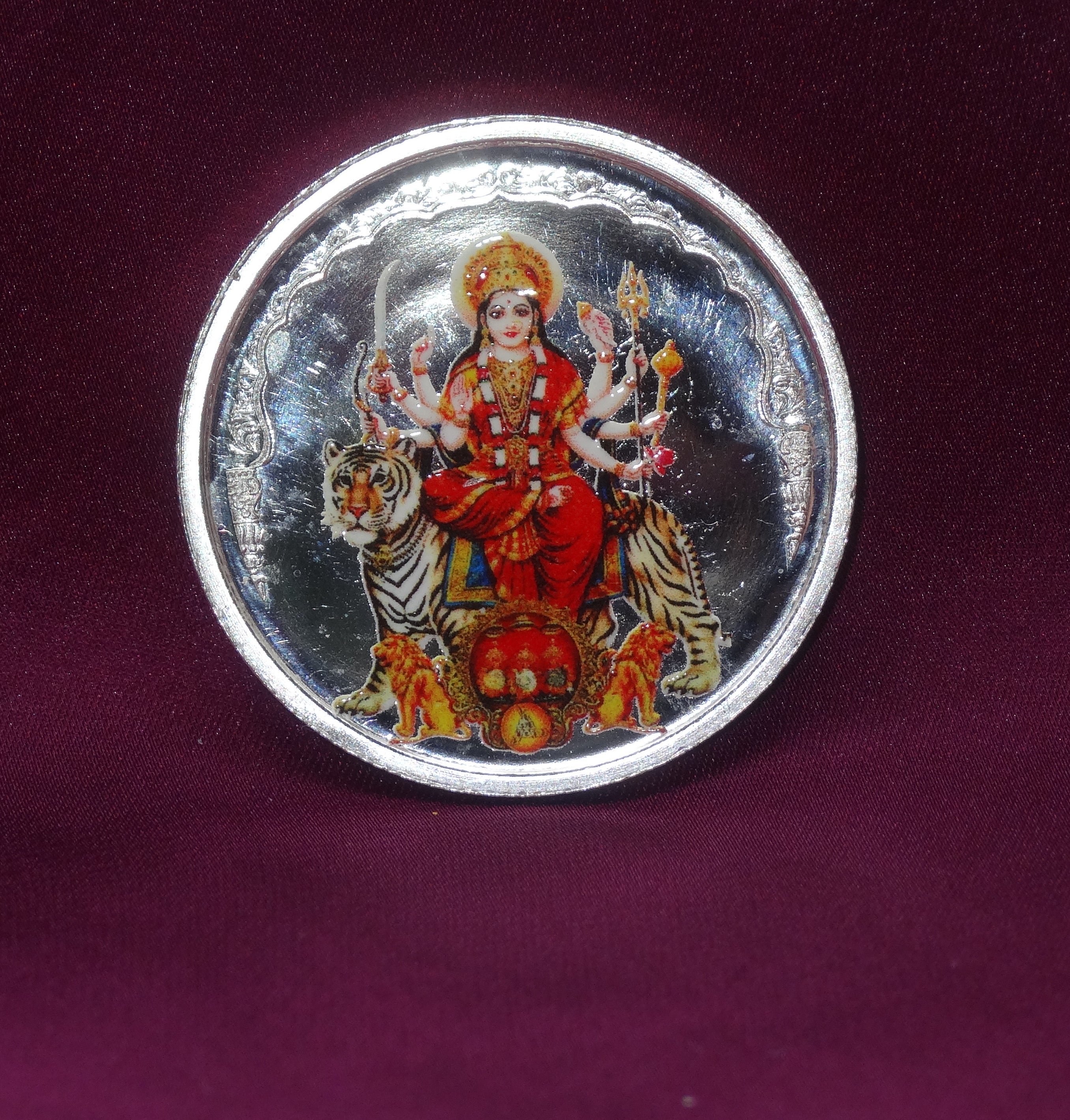 sherawali mata silver coin