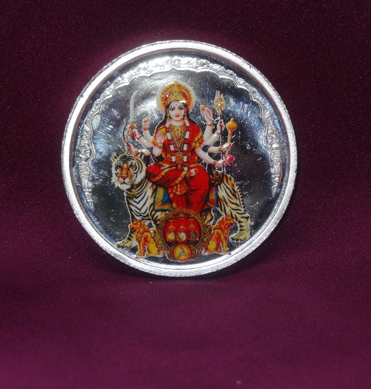 sherawali mata silver coin