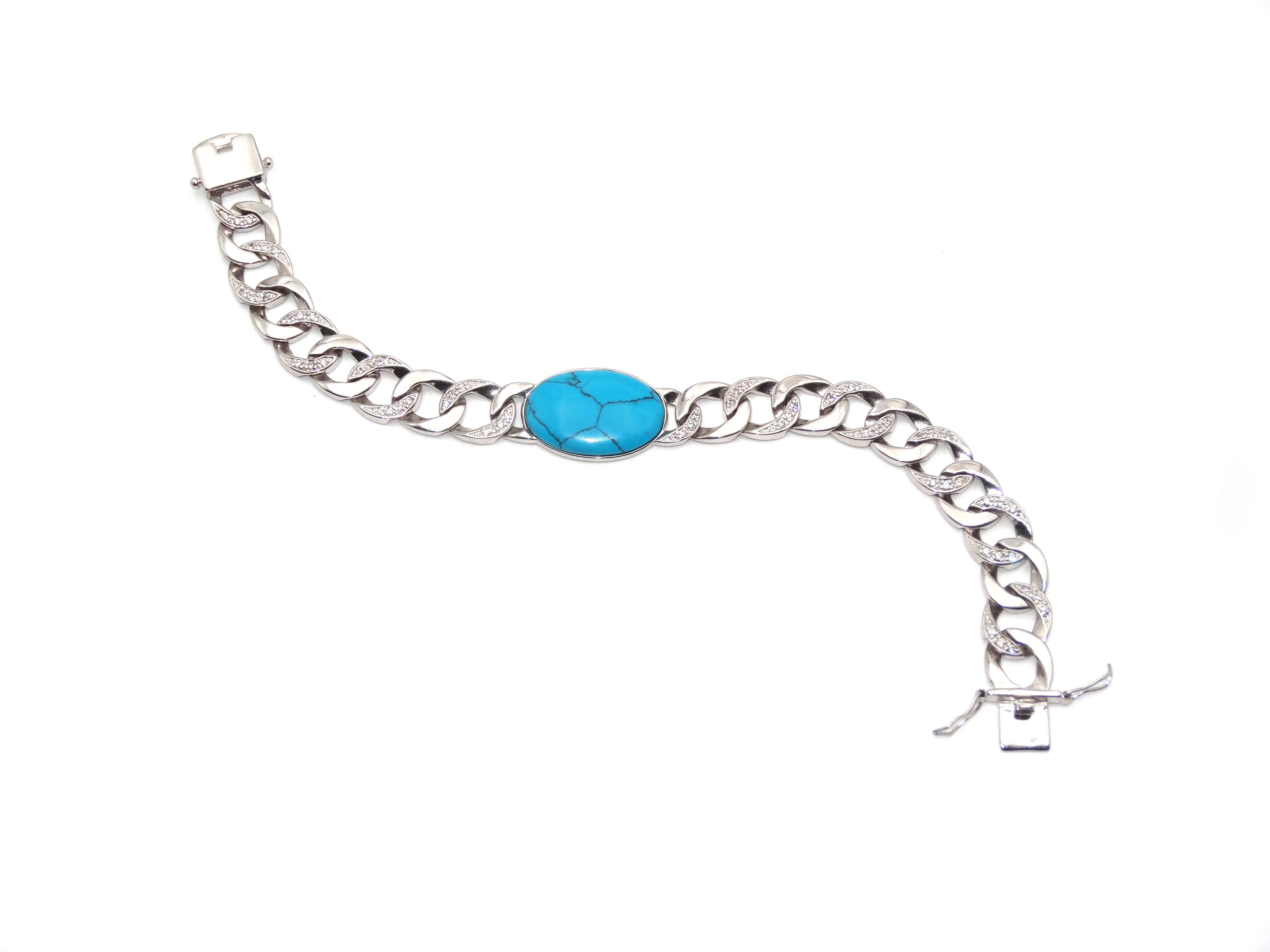 Blue Stone Silver Bracelet For Men  Salman Khan Bracelet  Free size