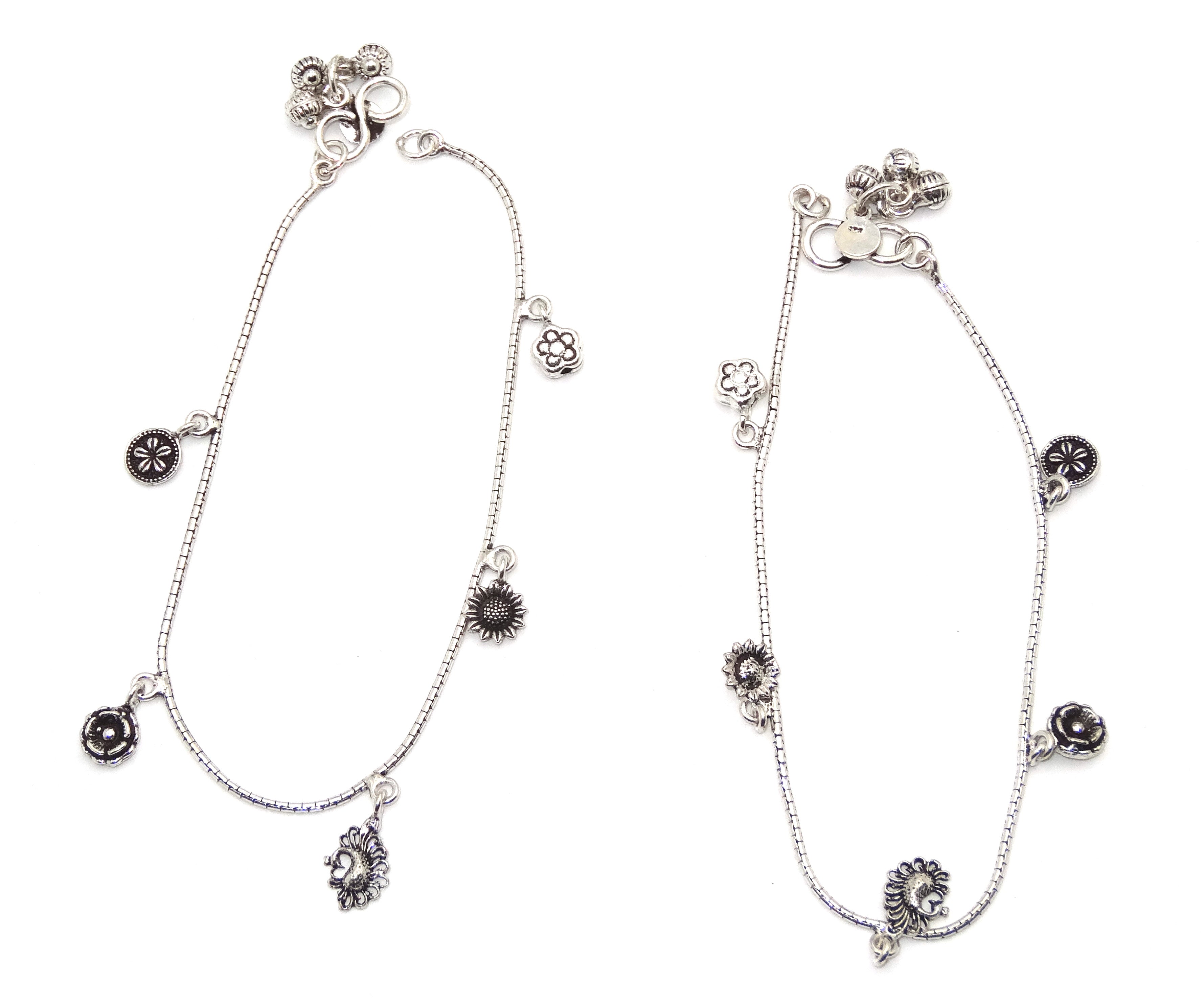 silver anklet top view
