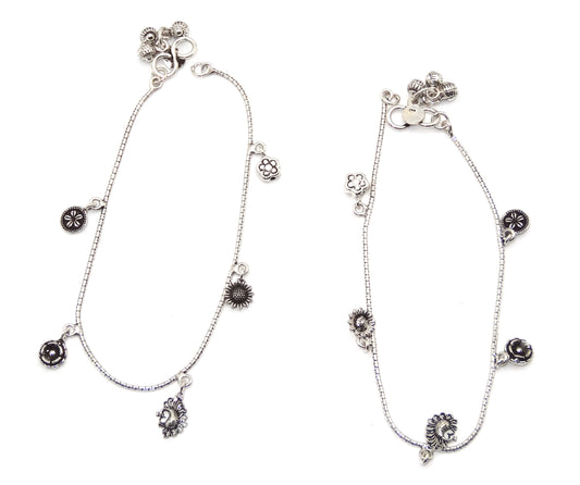 silver anklet top view