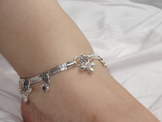 silver anklet wearing