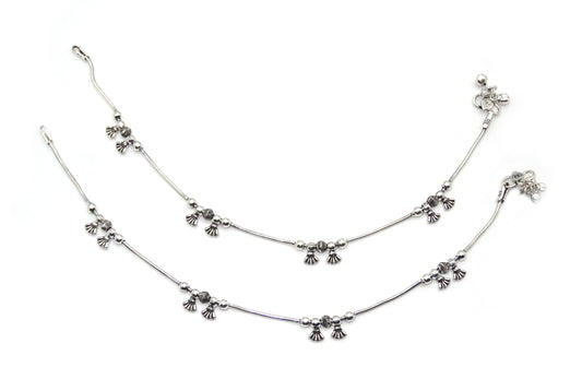 silver anklet top view