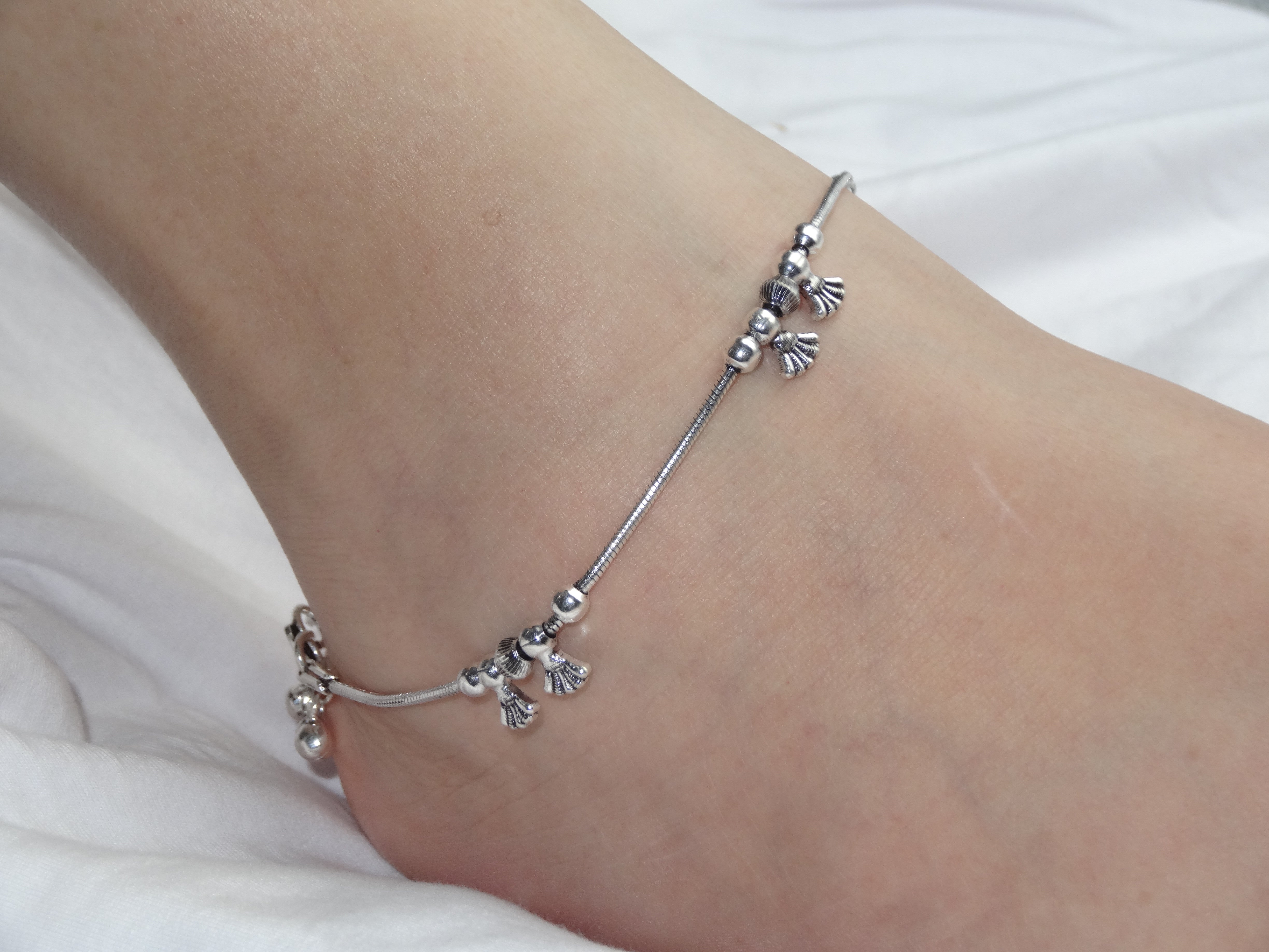 silver anklet wearing view