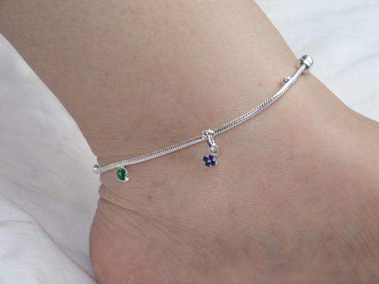 silver anklet wearing view