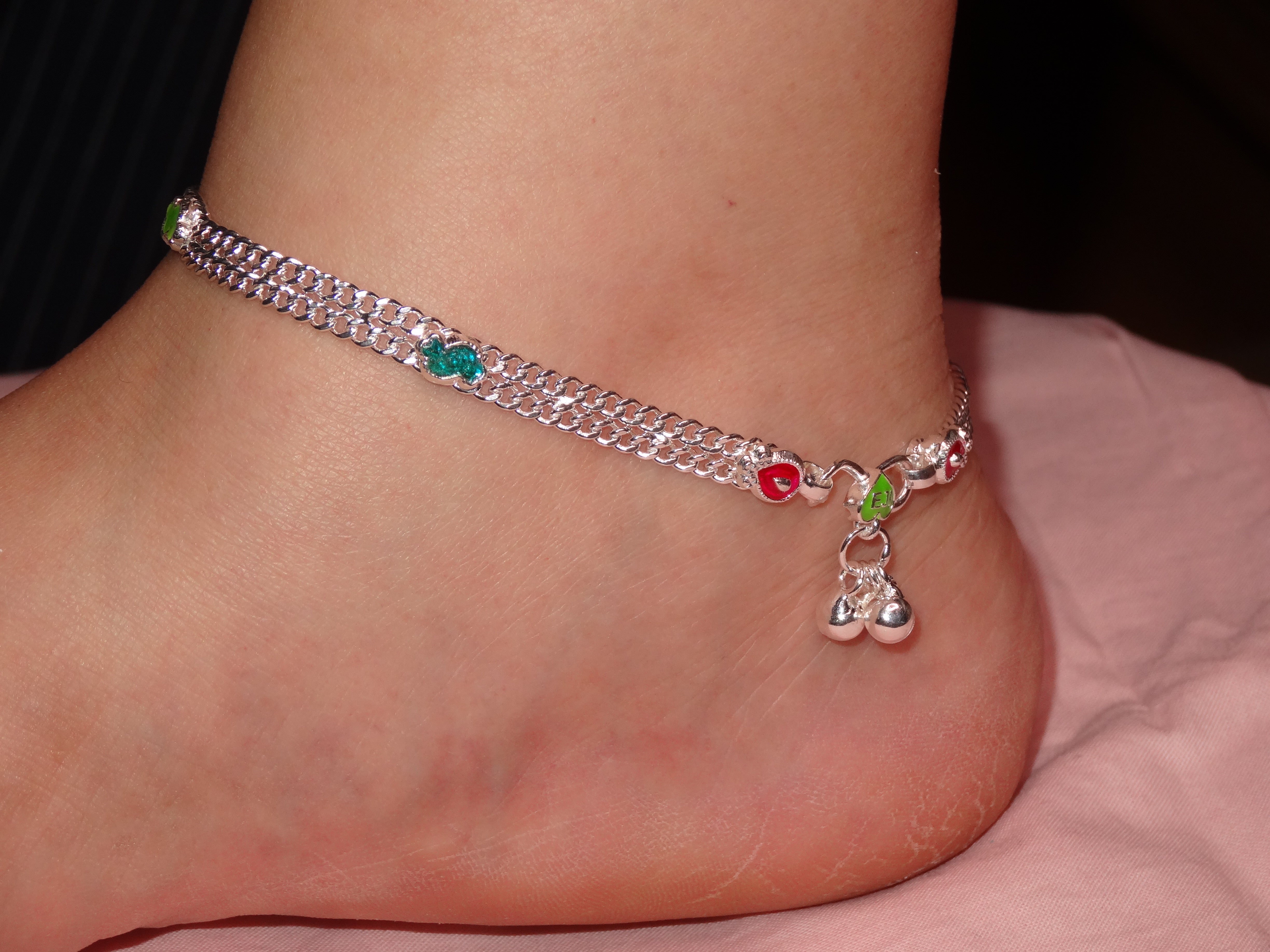 silver multicolor anklet