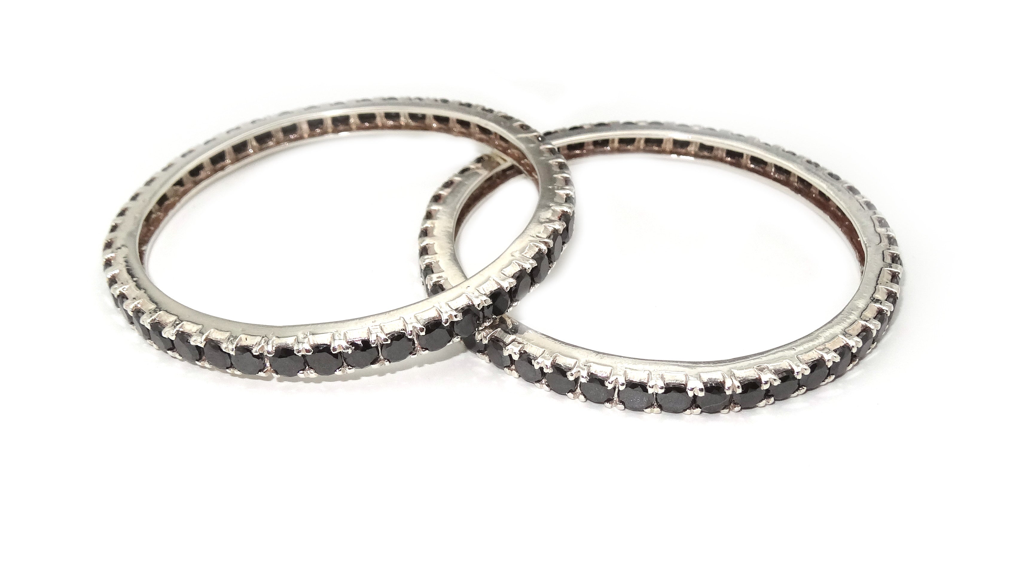 silver black crystals bangles