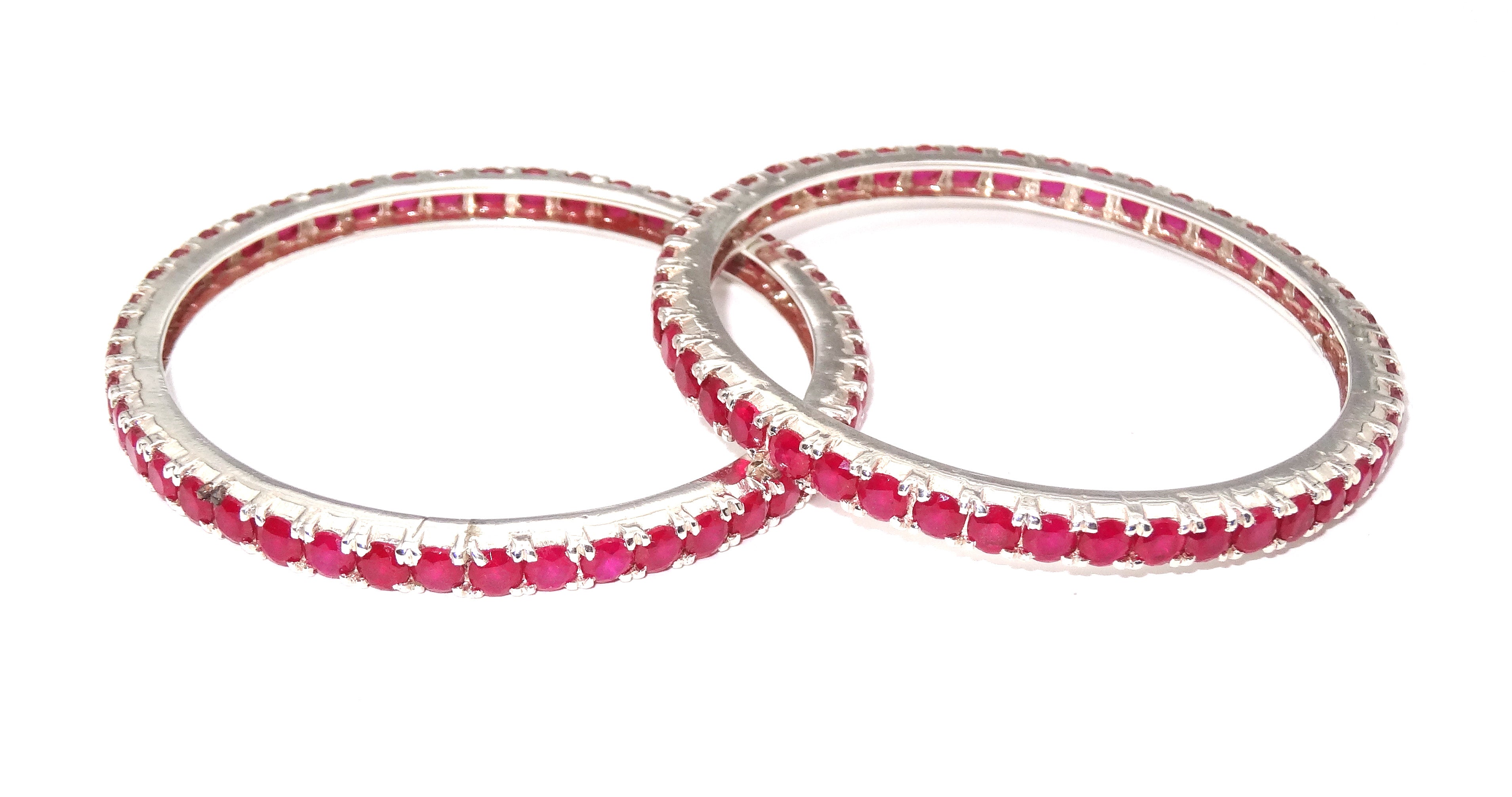 silver ruby bangles