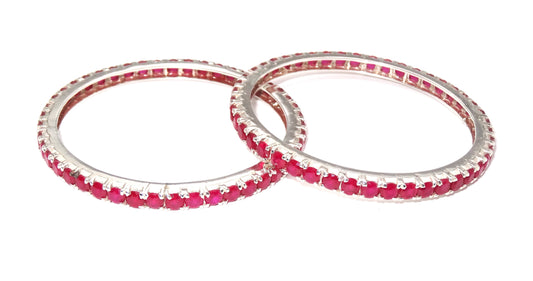 silver ruby bangles