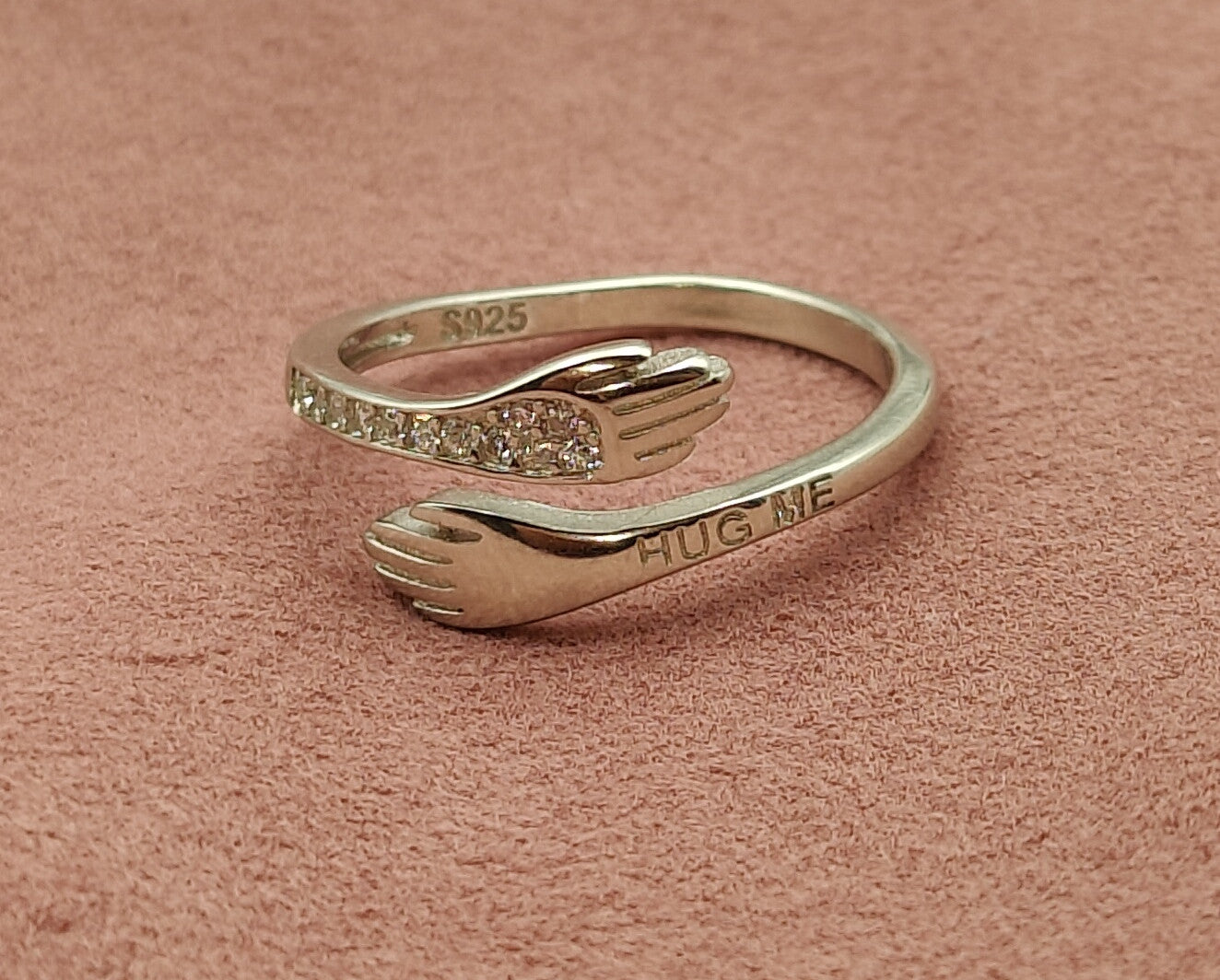 silver hugging ring valentine gift diwali gift girlfriend gift zircon ring