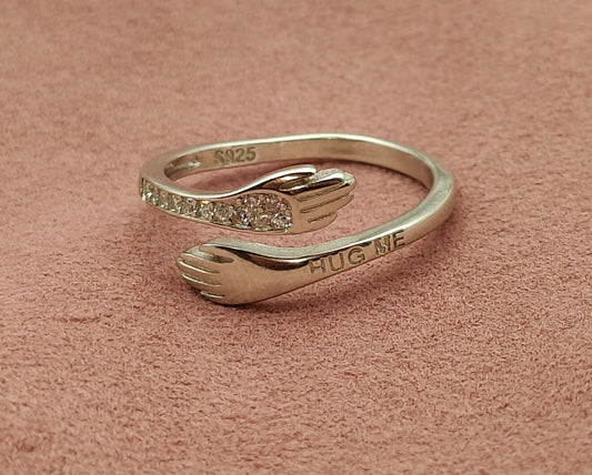 silver hugging ring valentine gift diwali gift girlfriend gift zircon ring