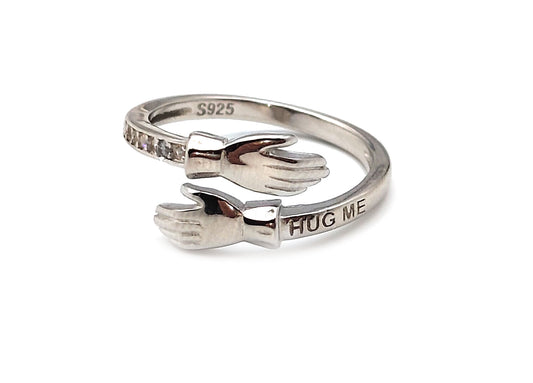 silver hug me valentine ring