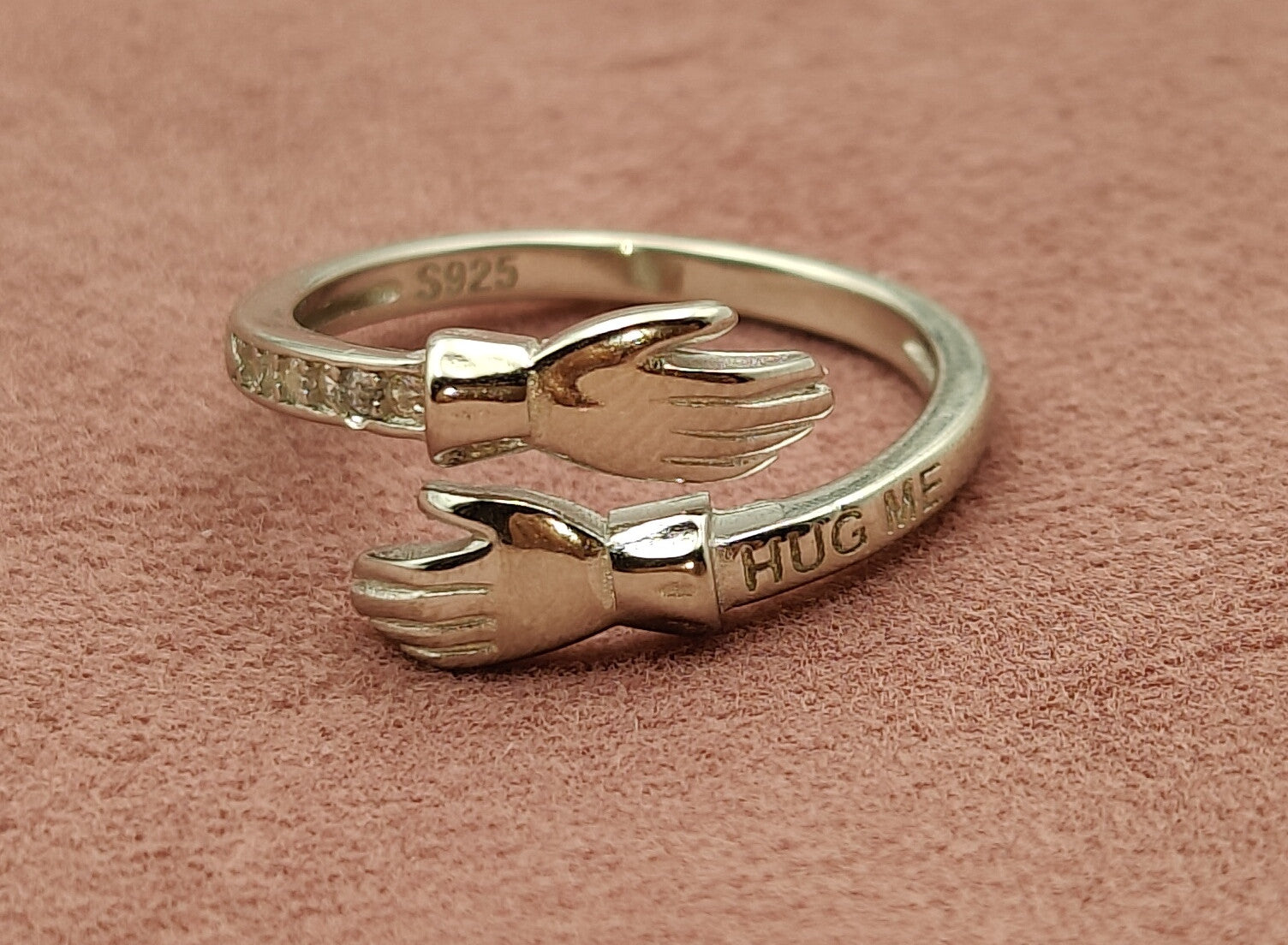 silver hugging ring valentine gift diwali gift girlfriend gift zircon ring