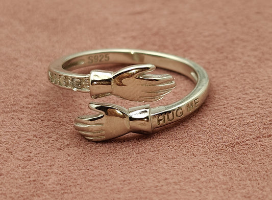 silver hugging ring valentine gift diwali gift girlfriend gift zircon ring