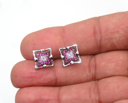 silver tops zircon tops pure silver earrings