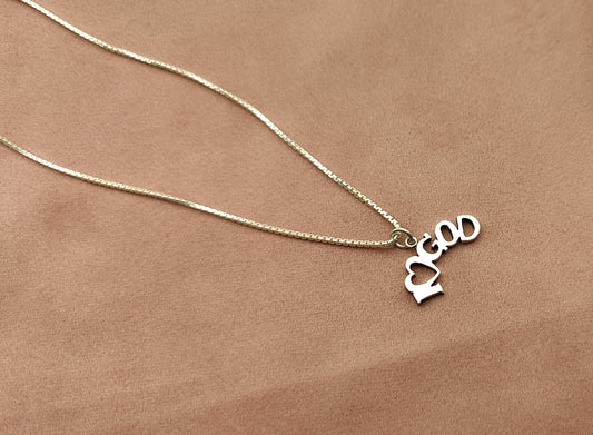 silver i love god pendant