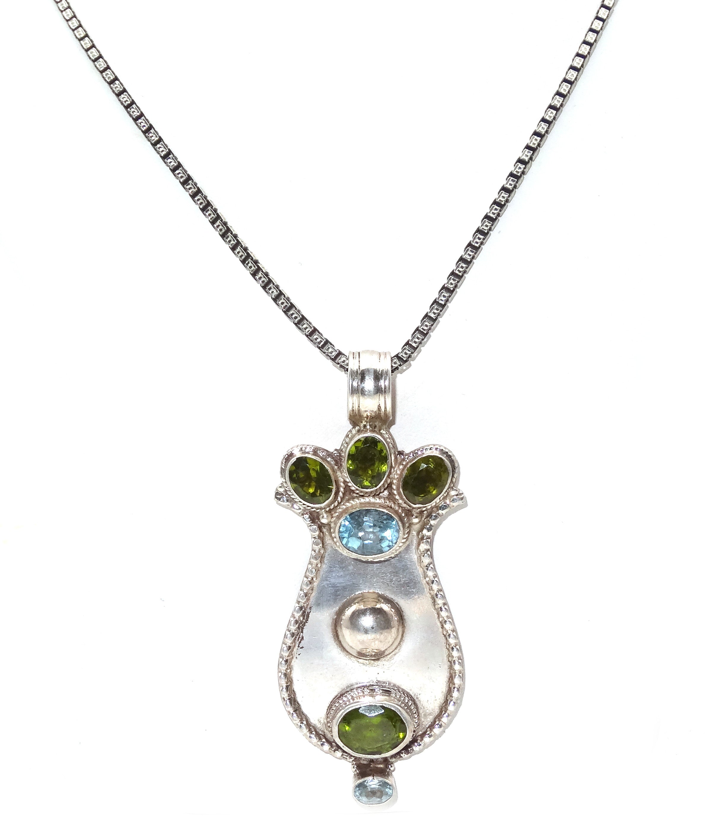silver peridot pendant