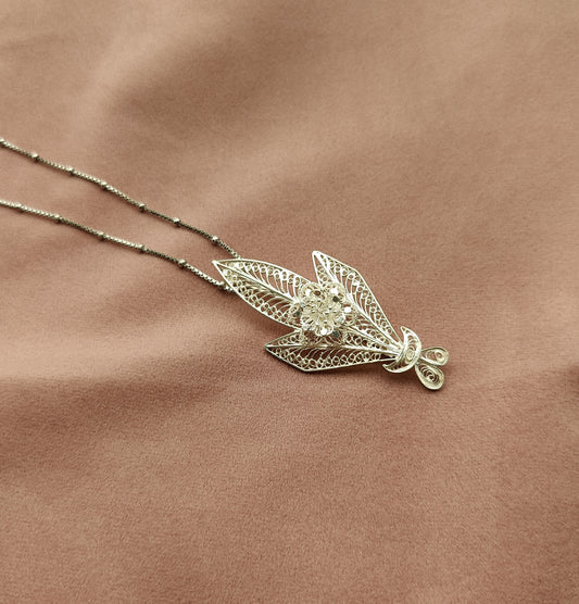 silver leaf broach cum pendant